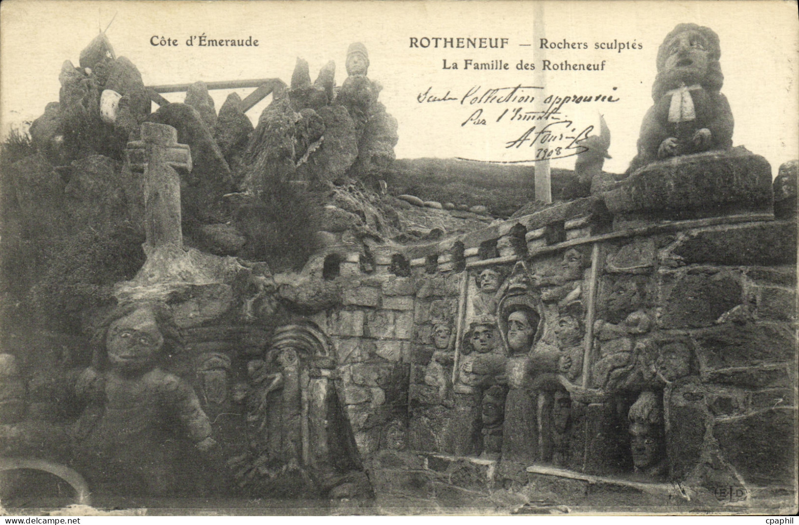 CPA Rotheneuf Rochers Sculptes La famille des Rotheneuf