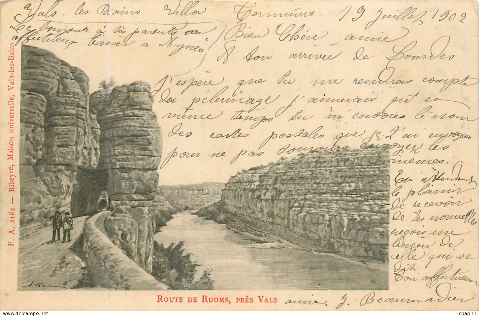 CPA ROUTE DE RUOMS PRES VALS