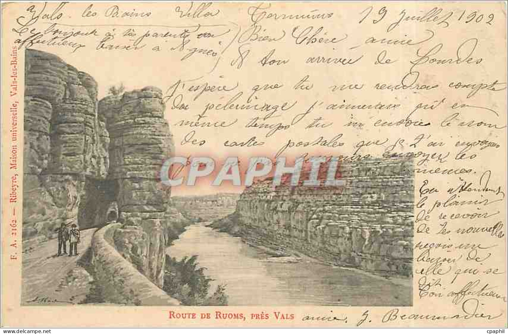 CPA ROUTE DE RUOMS PRES VALS