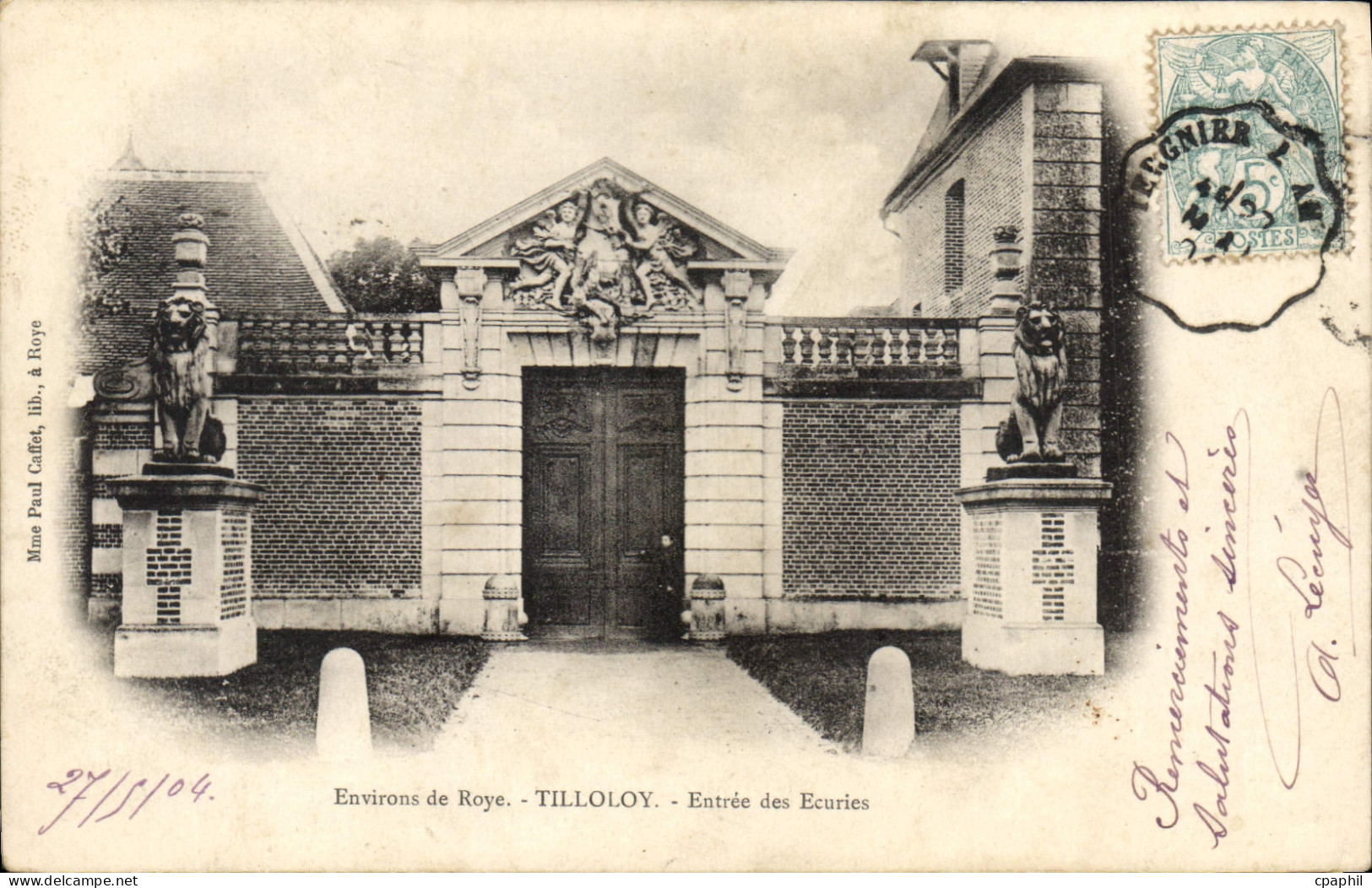 CPA Roye Tilloloy Entree Des Ecuries
