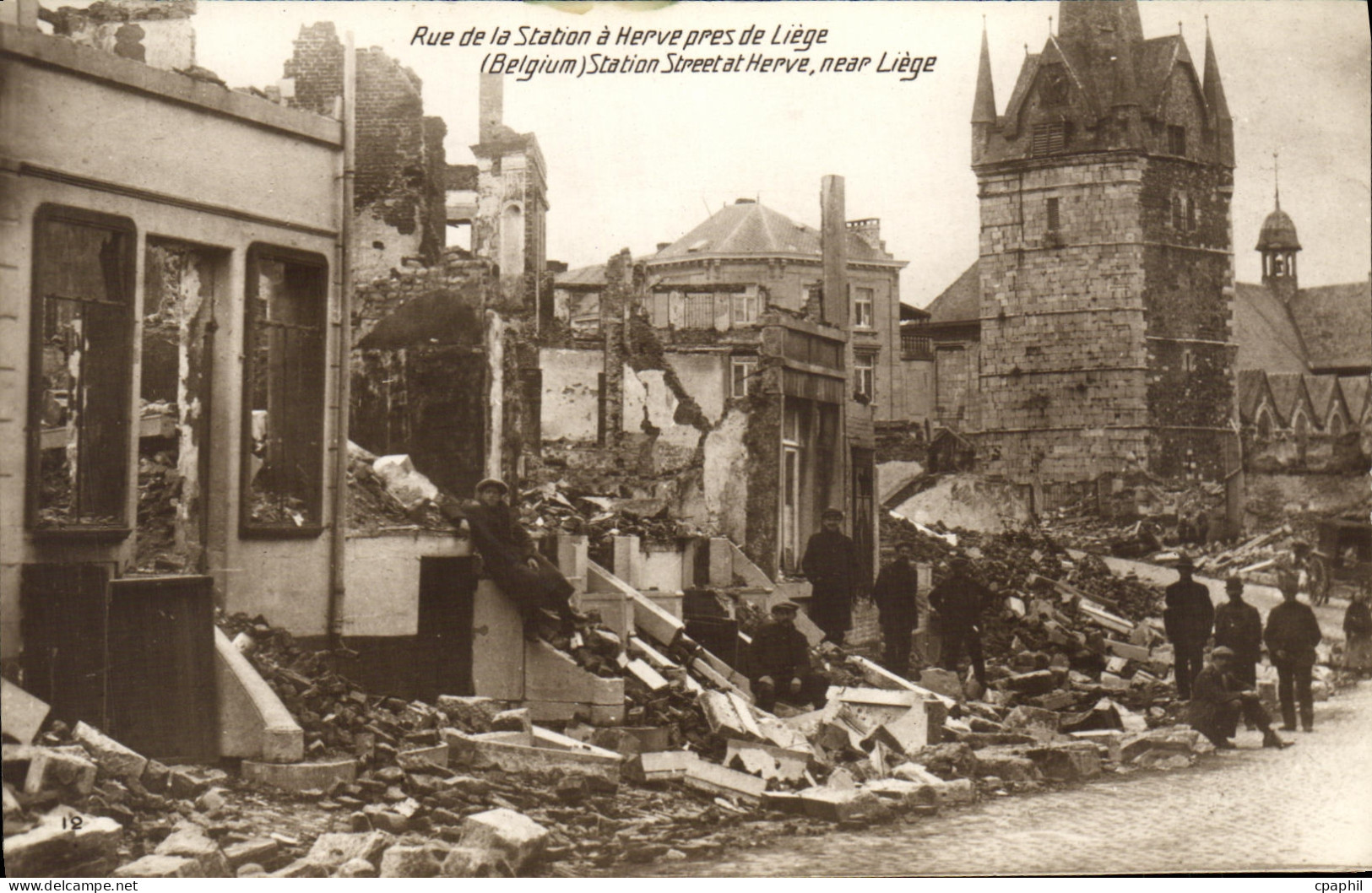 CPA Rue de la station a Herve pres de Liege Miltiaria