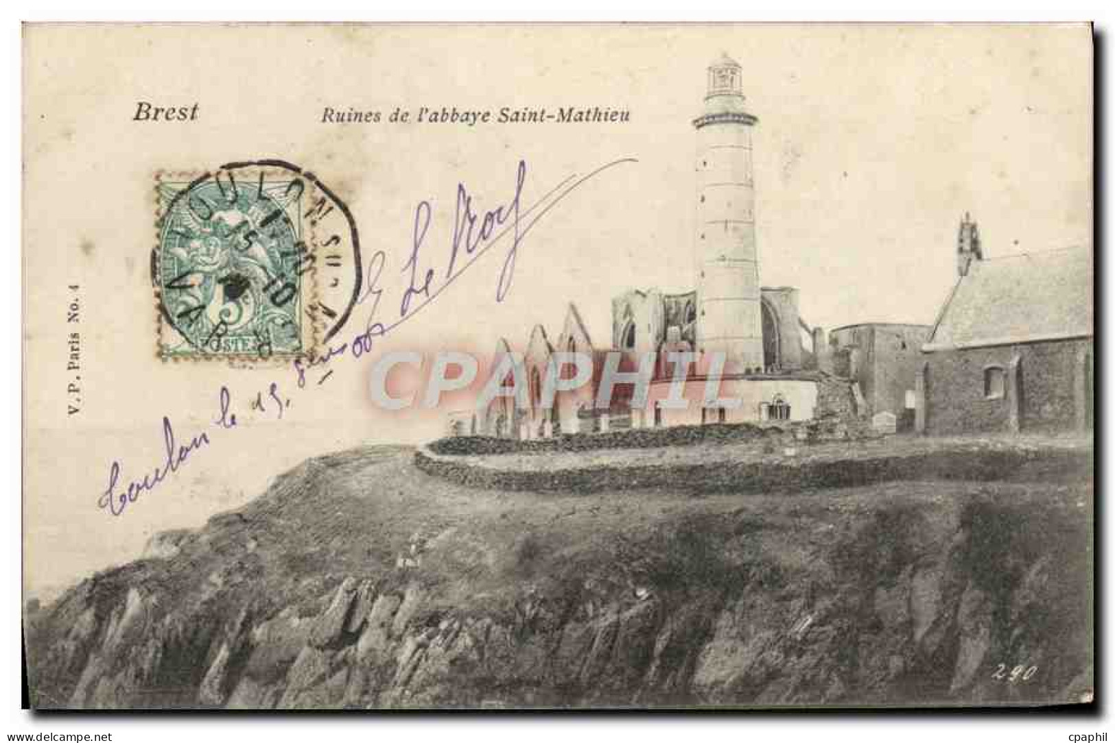 CPA Ruines De I'Abbaye Saint Mathieu Phare