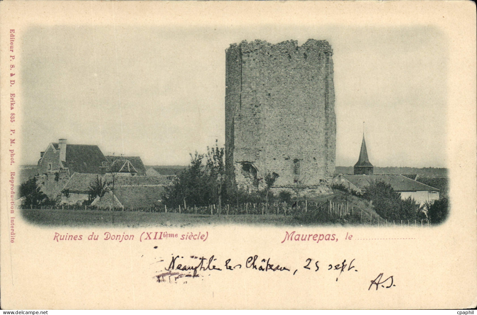 CPA Ruines du Donjon XII siecle Maurepas
