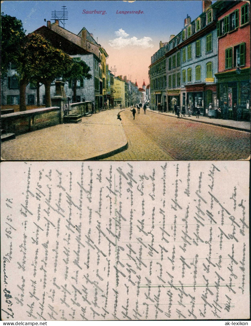 CPA Saarburg (Lothringen) Sarrebourg Langestraße Geschäfte 1915