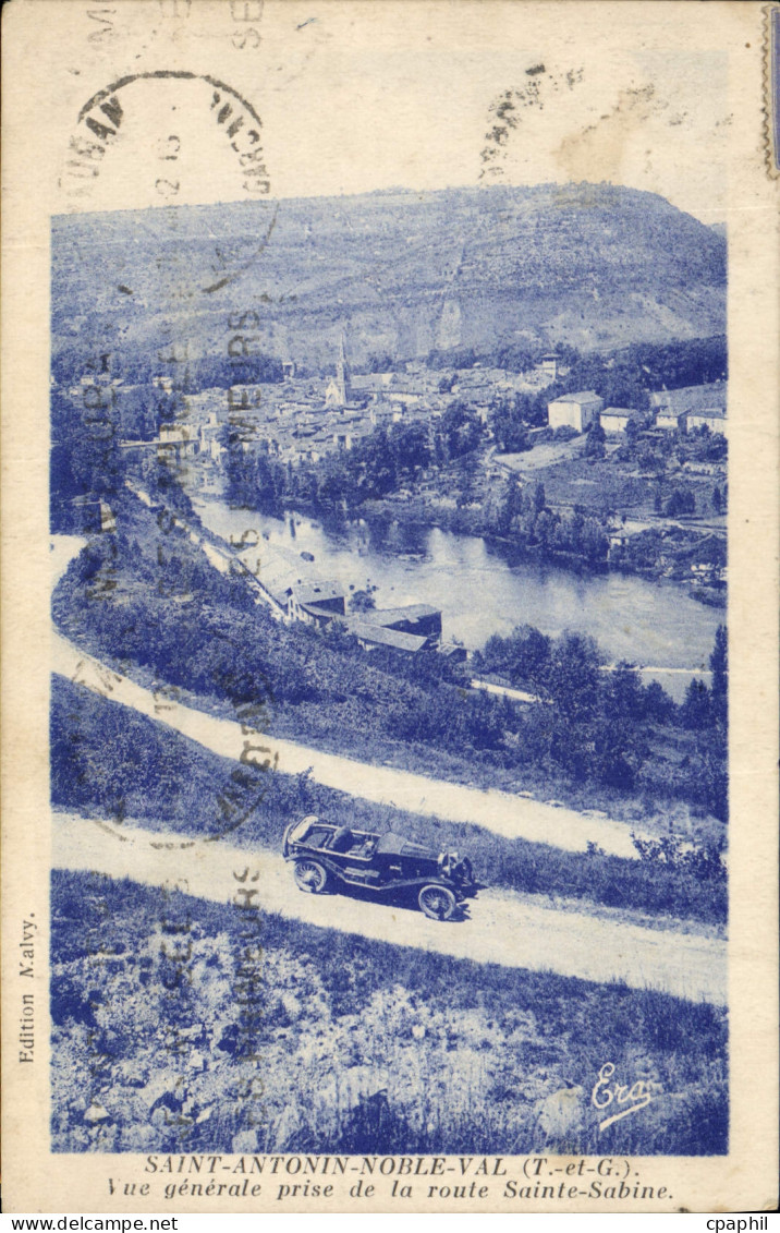 CPA Saint Antonin Noble Val T et G Vue Generale Prise de la Route Sainte Sabine Automobile