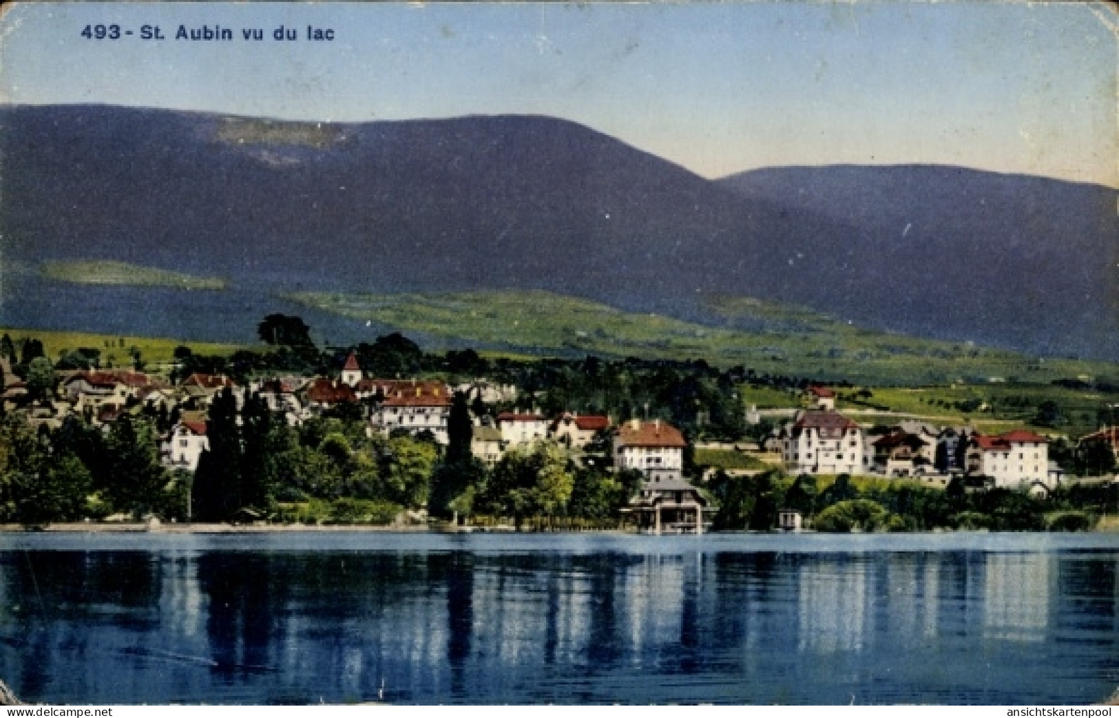 CPA Saint Aubin Sauges Kanton Neuenburg, Stadt am See