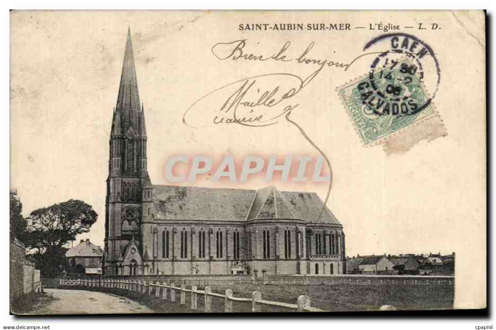 CPA Saint Aubin sur Mer L Eglise