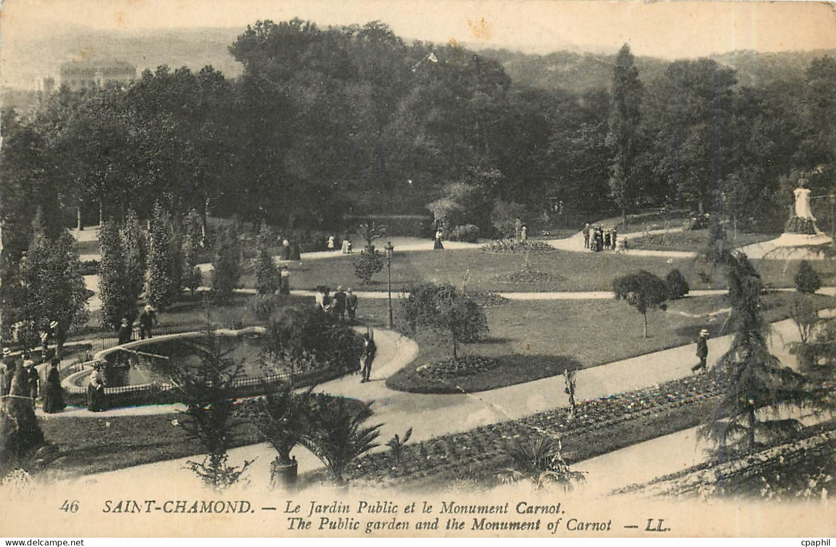 CPA Saint Chamond Le Jardin Public et le Monument Carnot