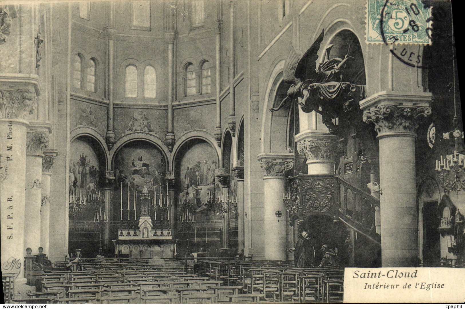 CPA Saint Cloud Interieur de L Eglise