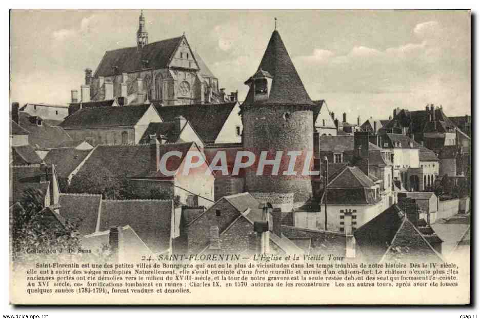 CPA Saint Florentin L'Eglise et la Vieille Tour