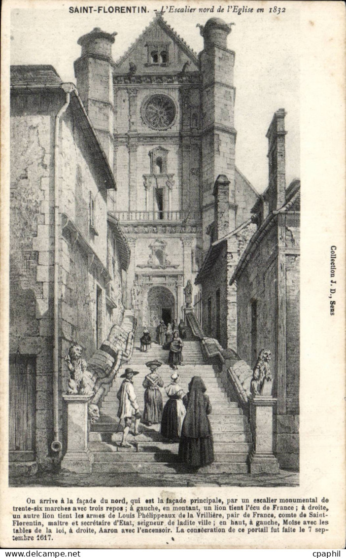 CPA Saint Florentin L'escalier nord de 'eglise en 1832