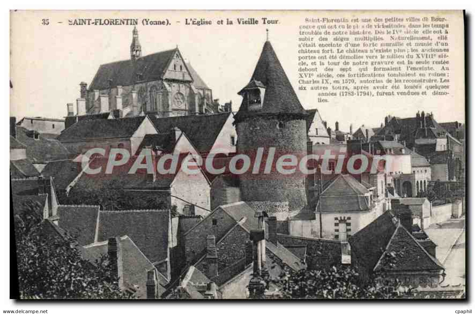 CPA Saint Florentin Yonne L'Eglise et la Vielle Tour