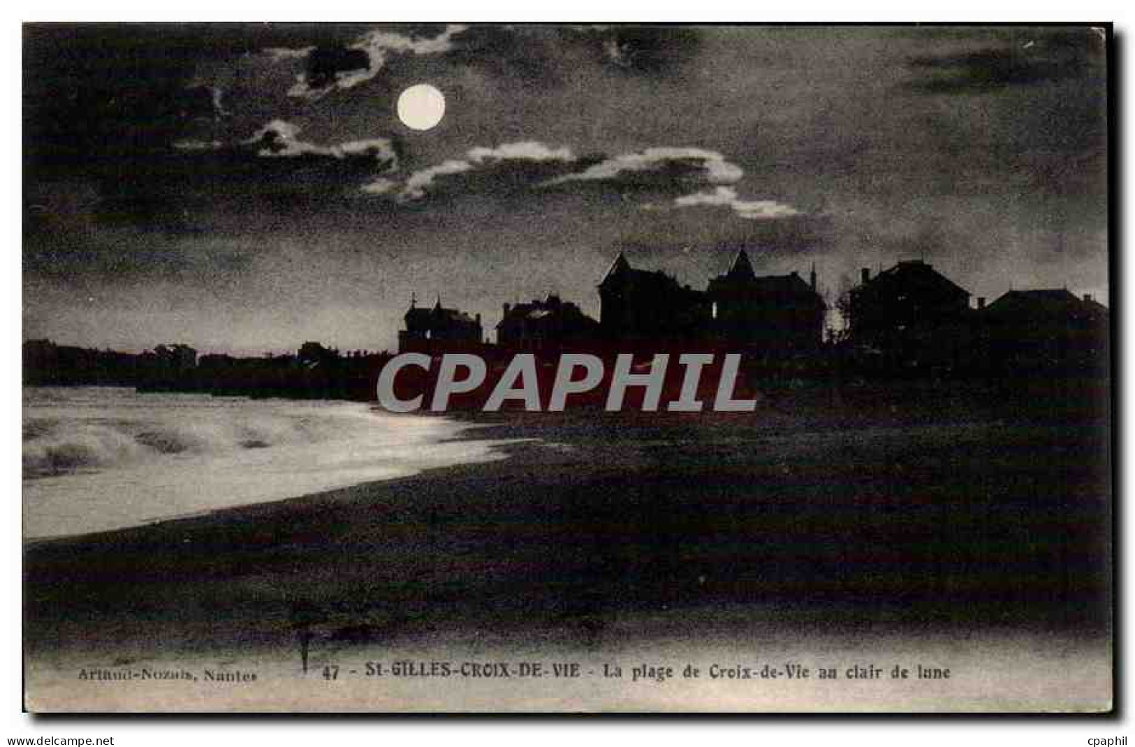 CPA Saint Gilles Croix de Vie La plage au clair de lune