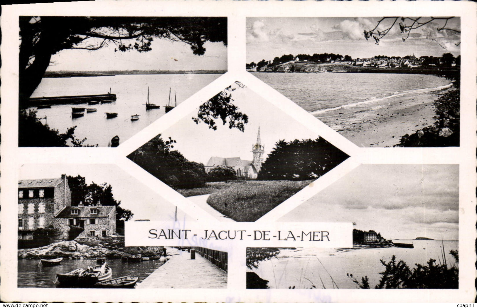 CPA SAINT-JACUT-DE-LA-MER église port plage