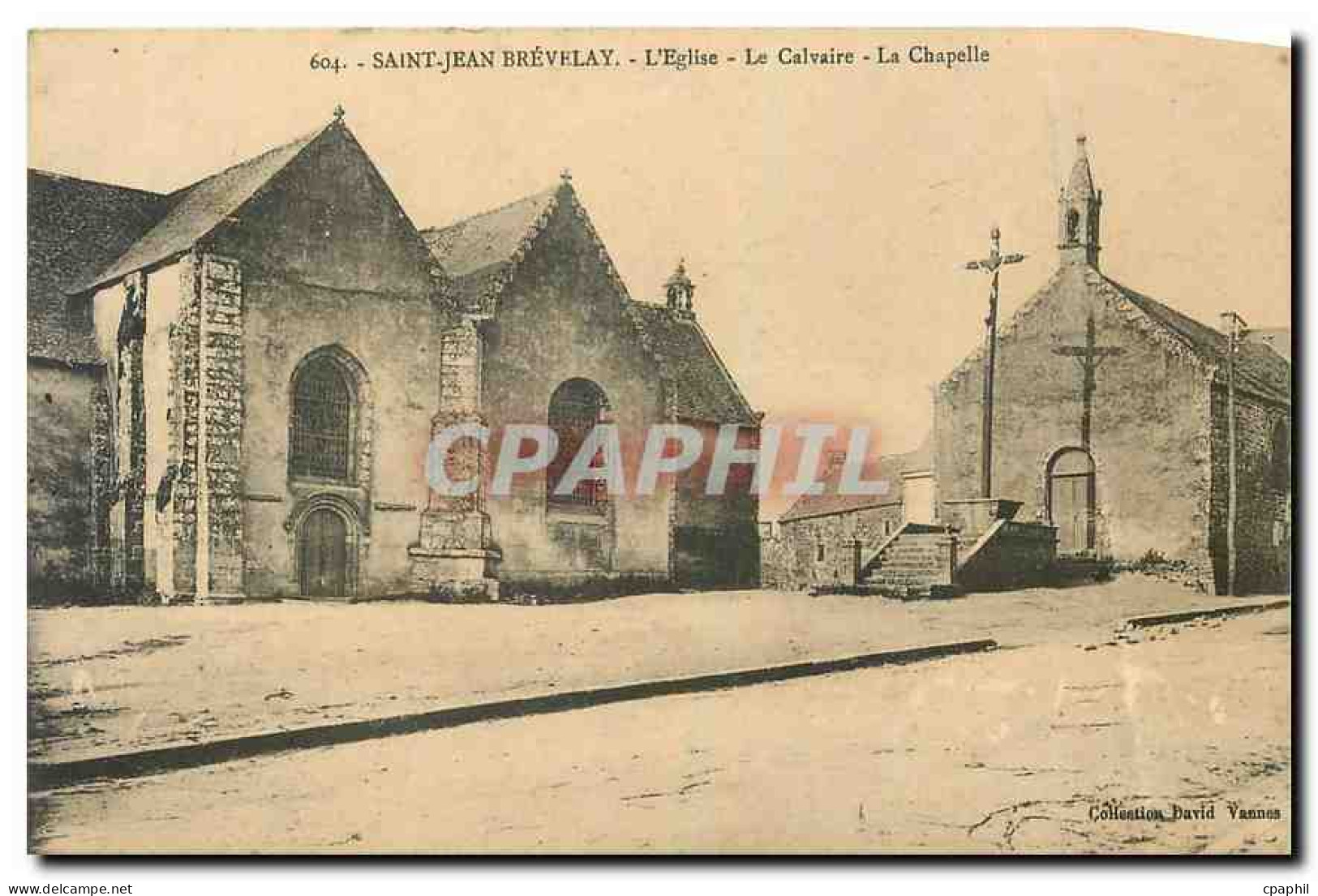 CPA Saint Jean Brevelay l'Eglise Le Calvaire La Chapelle