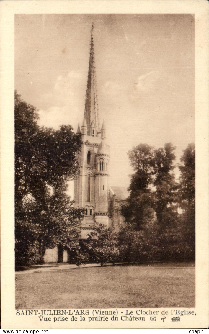 CPA Saint Julien L'Ars Le Clocher De l'Eglise Vue Prise De La Prairie Du Chateau