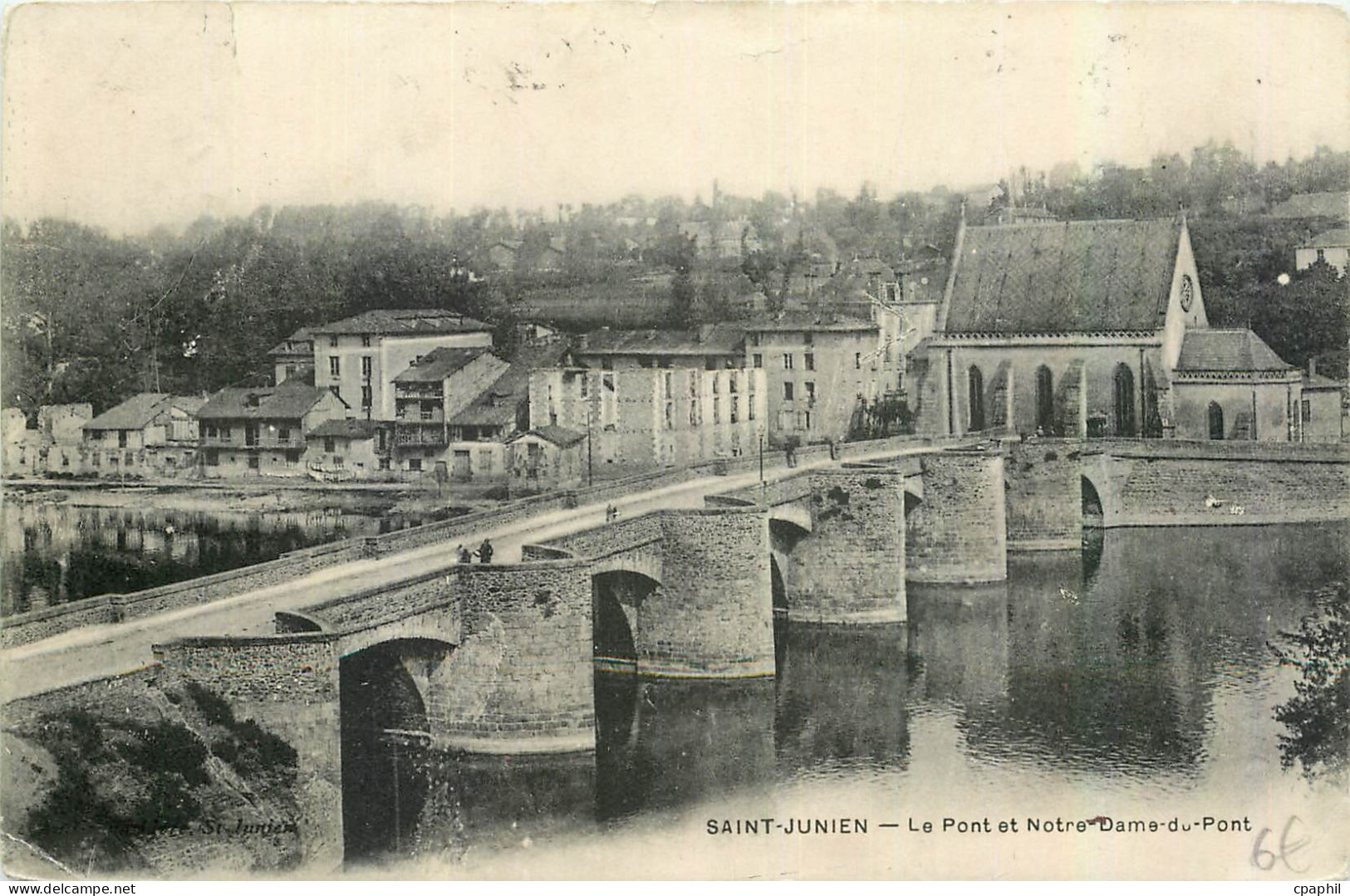 CPA Saint Junien Le Pont et Notre Sane du Pont