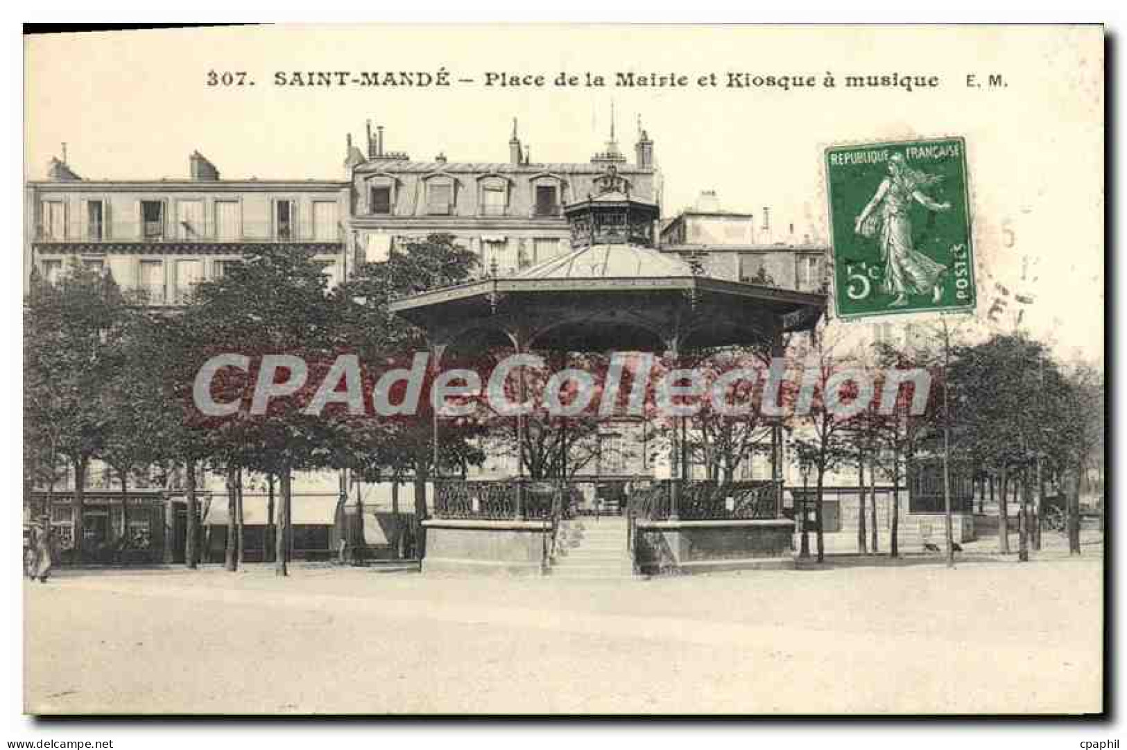 CPA Saint Mande Place De La Mairie Et Kiosque A Musique