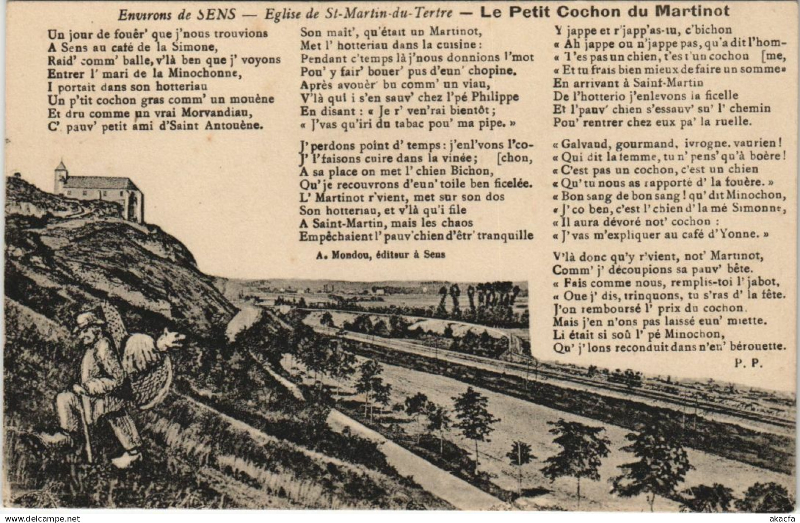 CPA SAINT-MARTIN-du-TERTRE Eglise - Le Petit Cochon du Martinot (1198160)