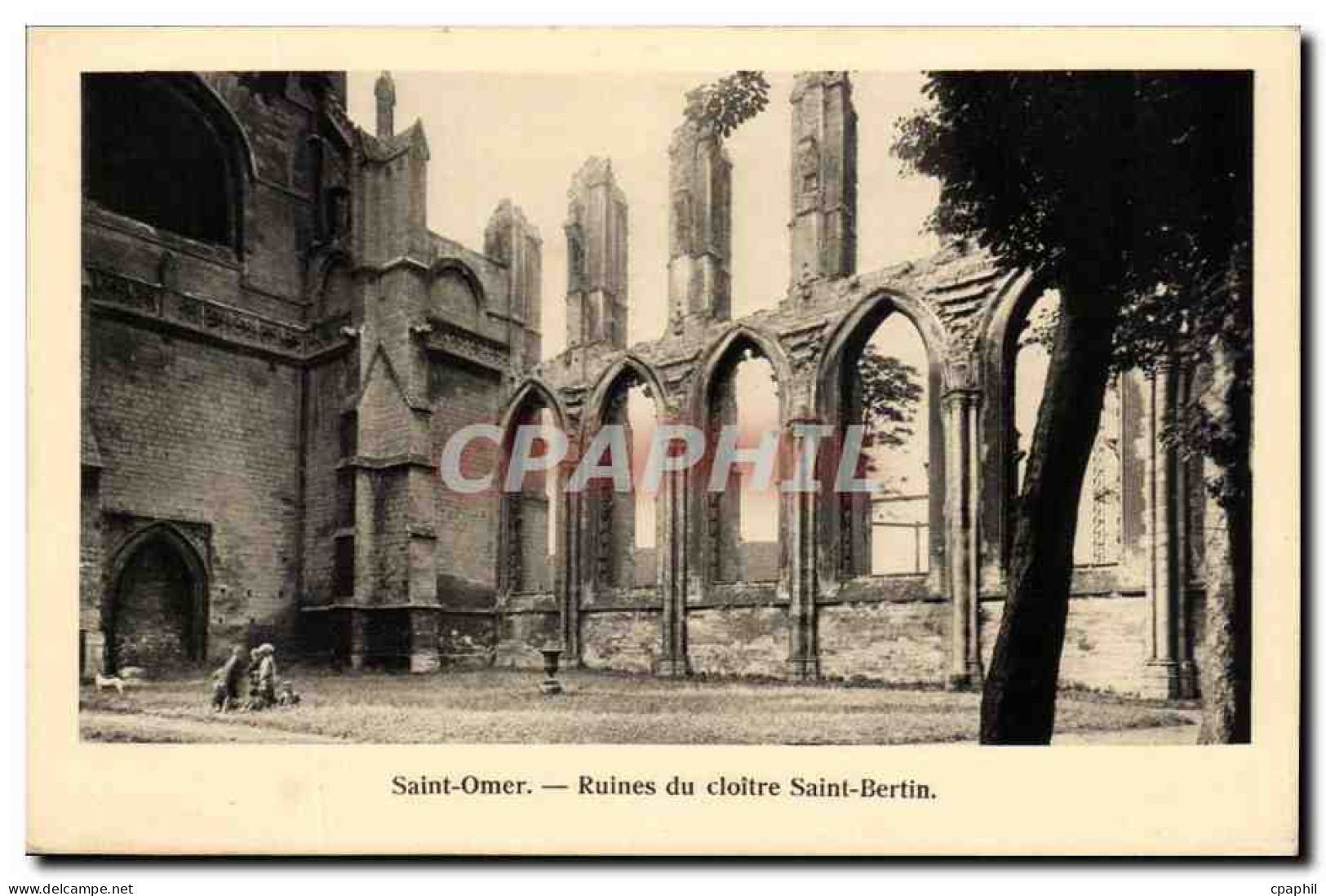 CPA Saint Omer Ruines du Cloitre Saint Bertin