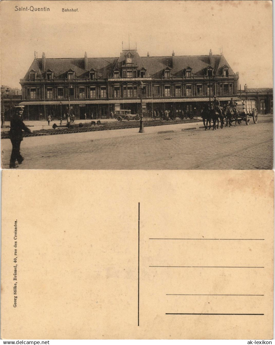 CPA Saint-Quentin Saint-Quentin Partie am Bahnhof La Gare 1915