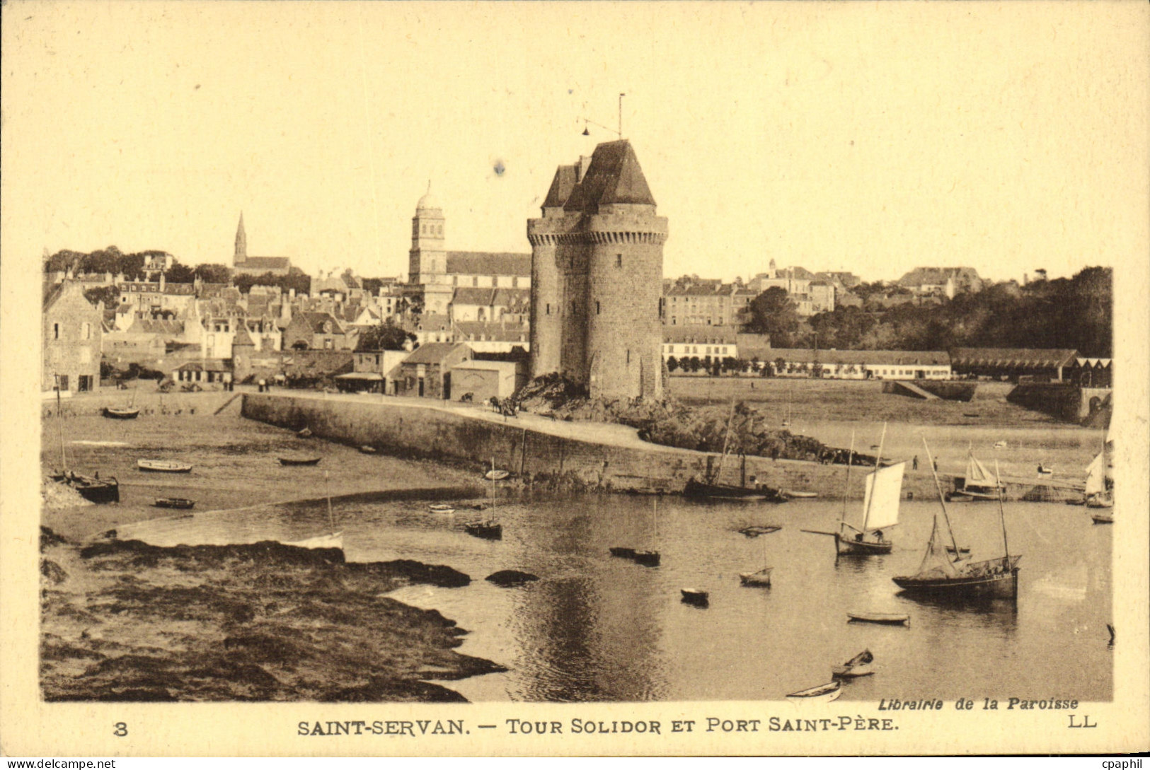 CPA Saint Servan Tour Solidor et Port Saint Pere