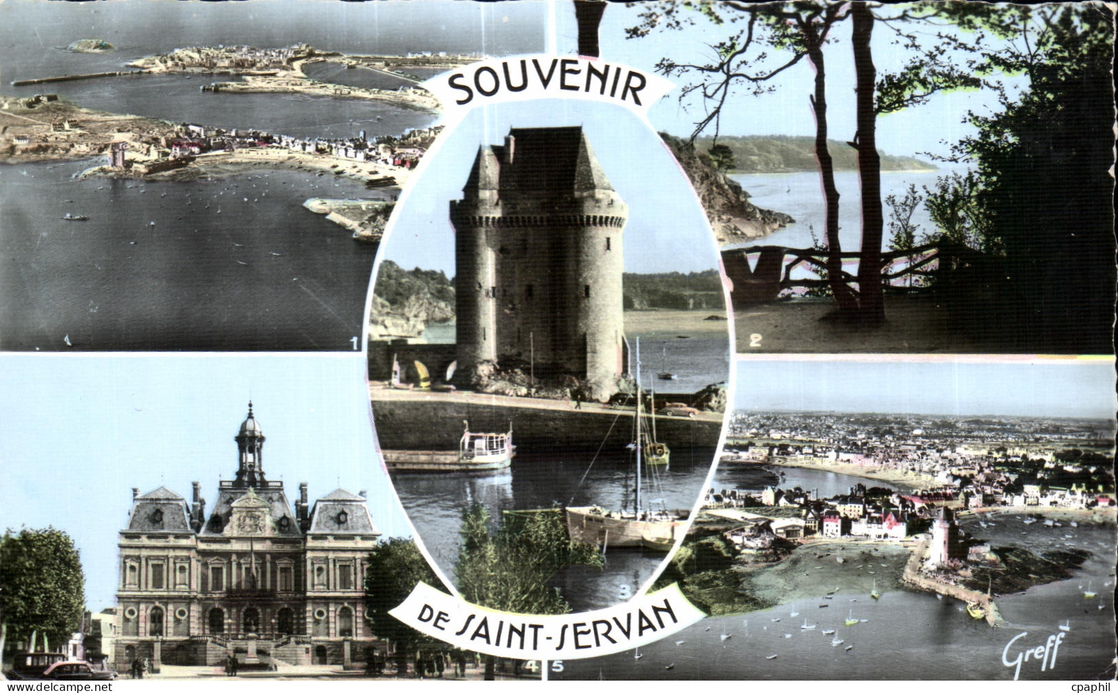 CPA Saint Servan vue aerienne de Saint Servan et Saint Mato Bords de la Rance La Tour Solidor L Hotel de Ville