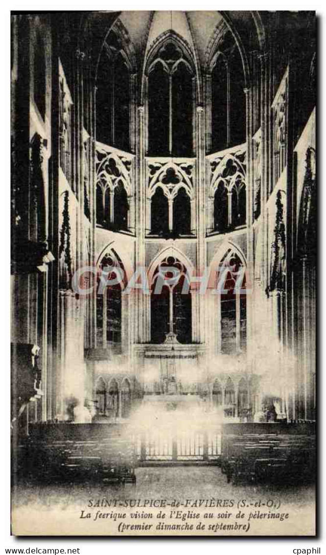 CPA Saint Sulpice de Favieres La feerique vision de l'eglise au soir du pelerinage premier dimanche de septembre