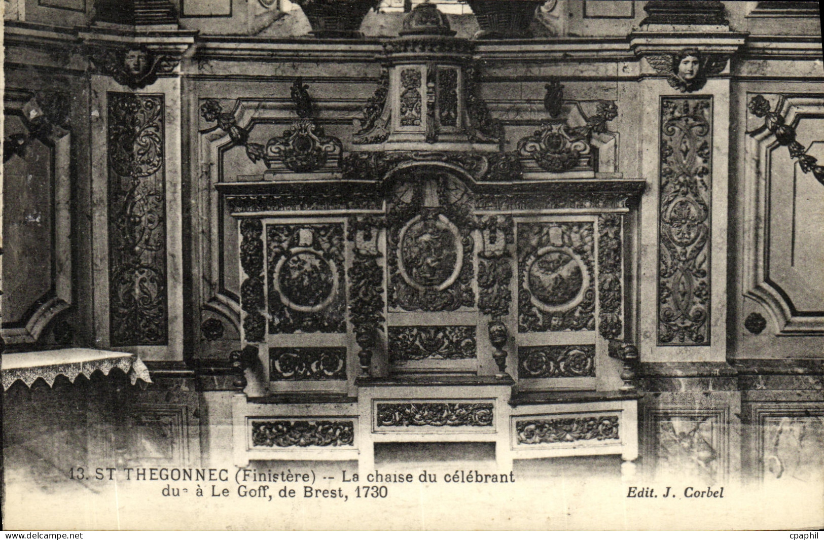 CPA Saint Thegonnec La Chaise du celebrant due a le Goff de Brest 1730