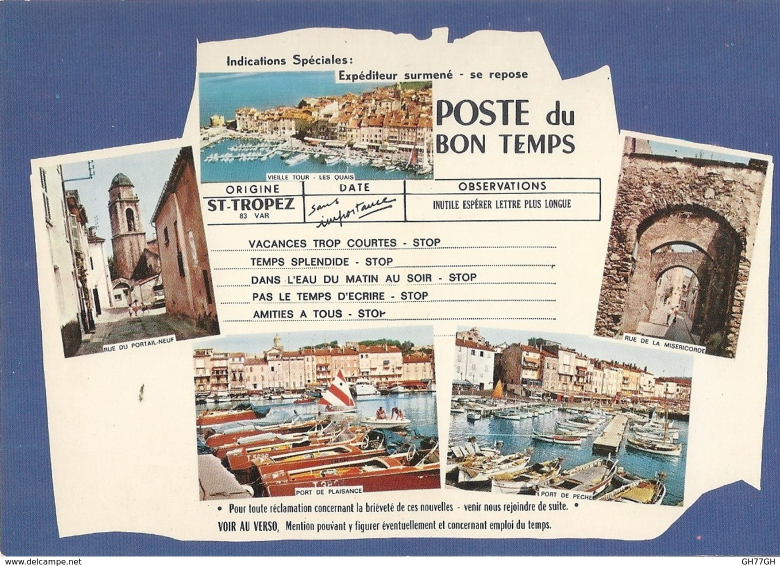 CPA SAINT-TROPEZ "poste du bon temps - surmené se repose - amitiés à tous"