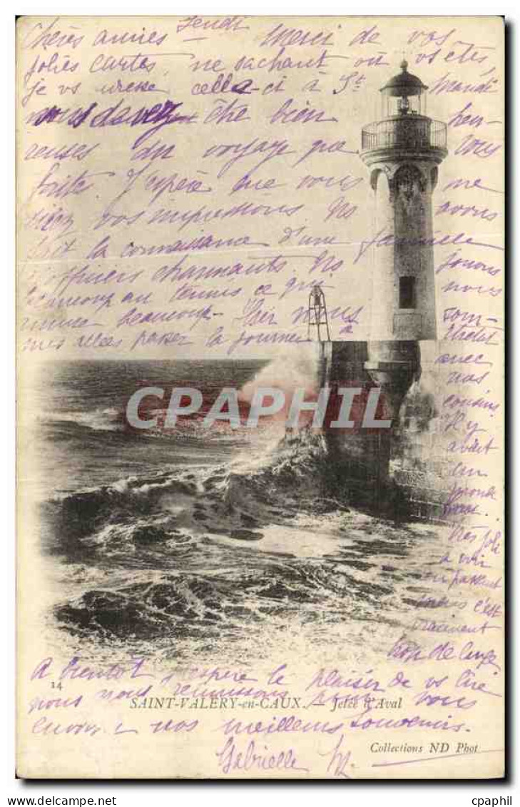 CPA Saint Valery en Caux Jetee l Aval Phare