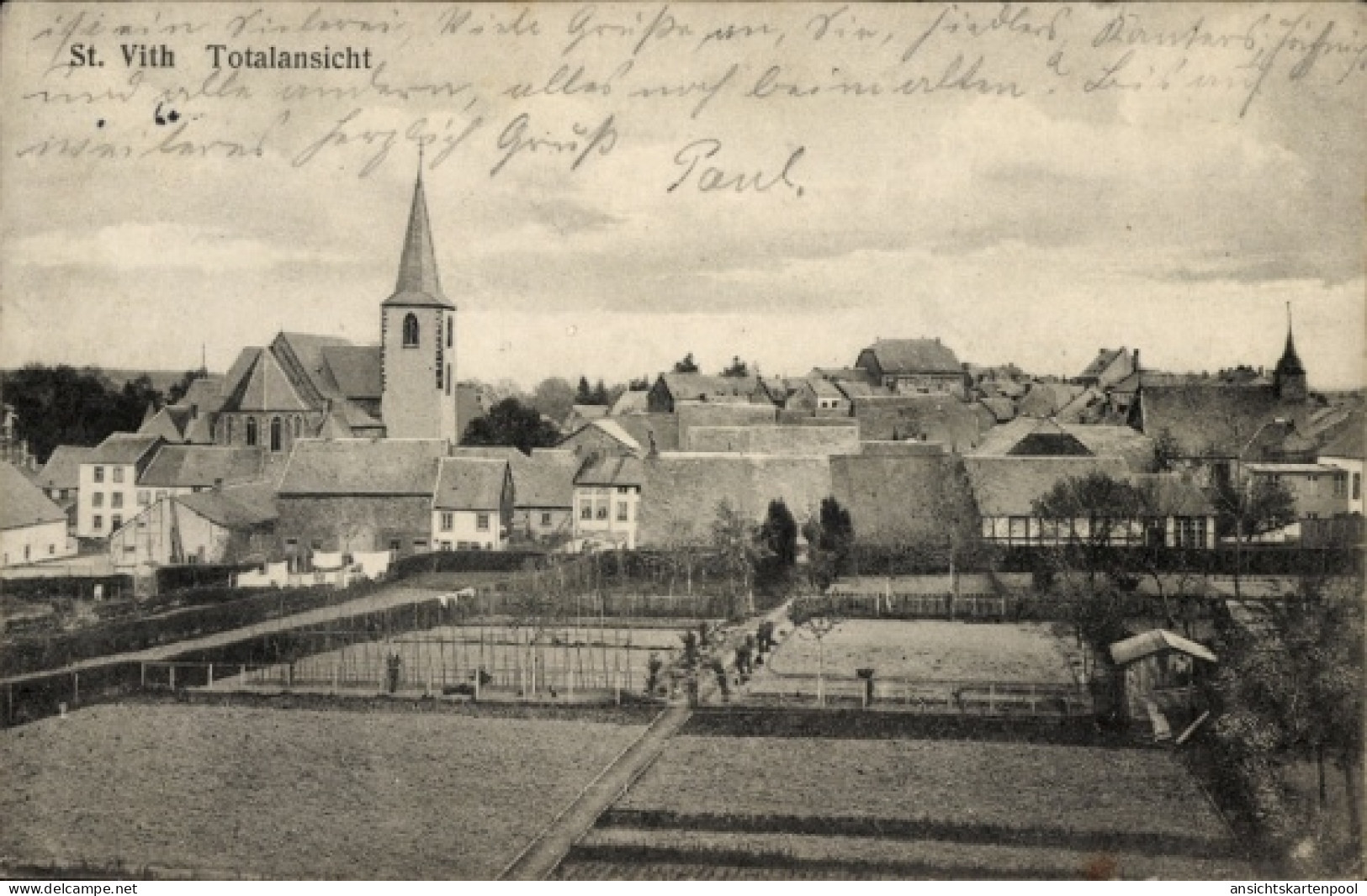 CPA Saint Vith Sankt Vith Wallonien Lüttich, Gesamtansicht