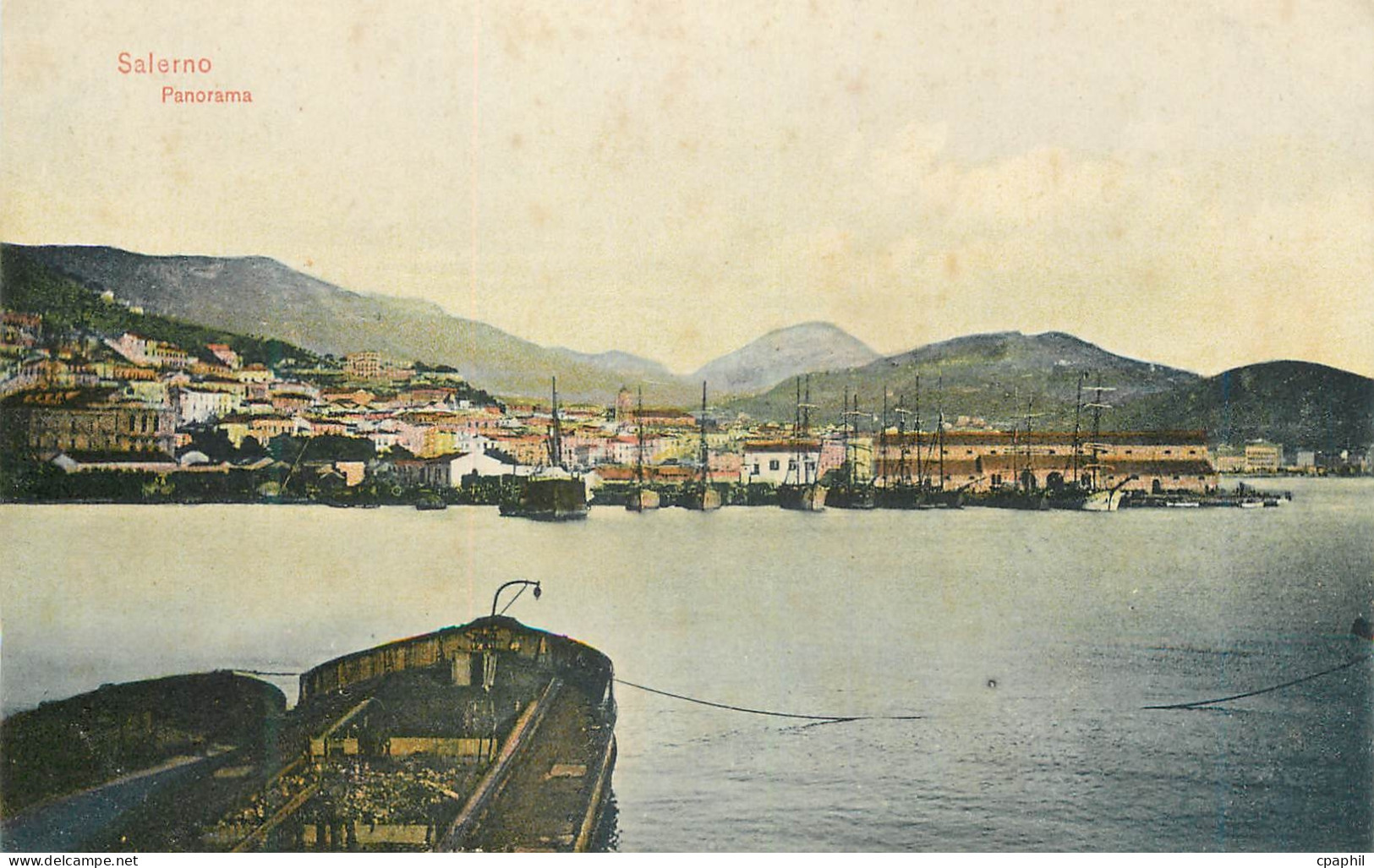 CPA Salerno Panorama Bateaux