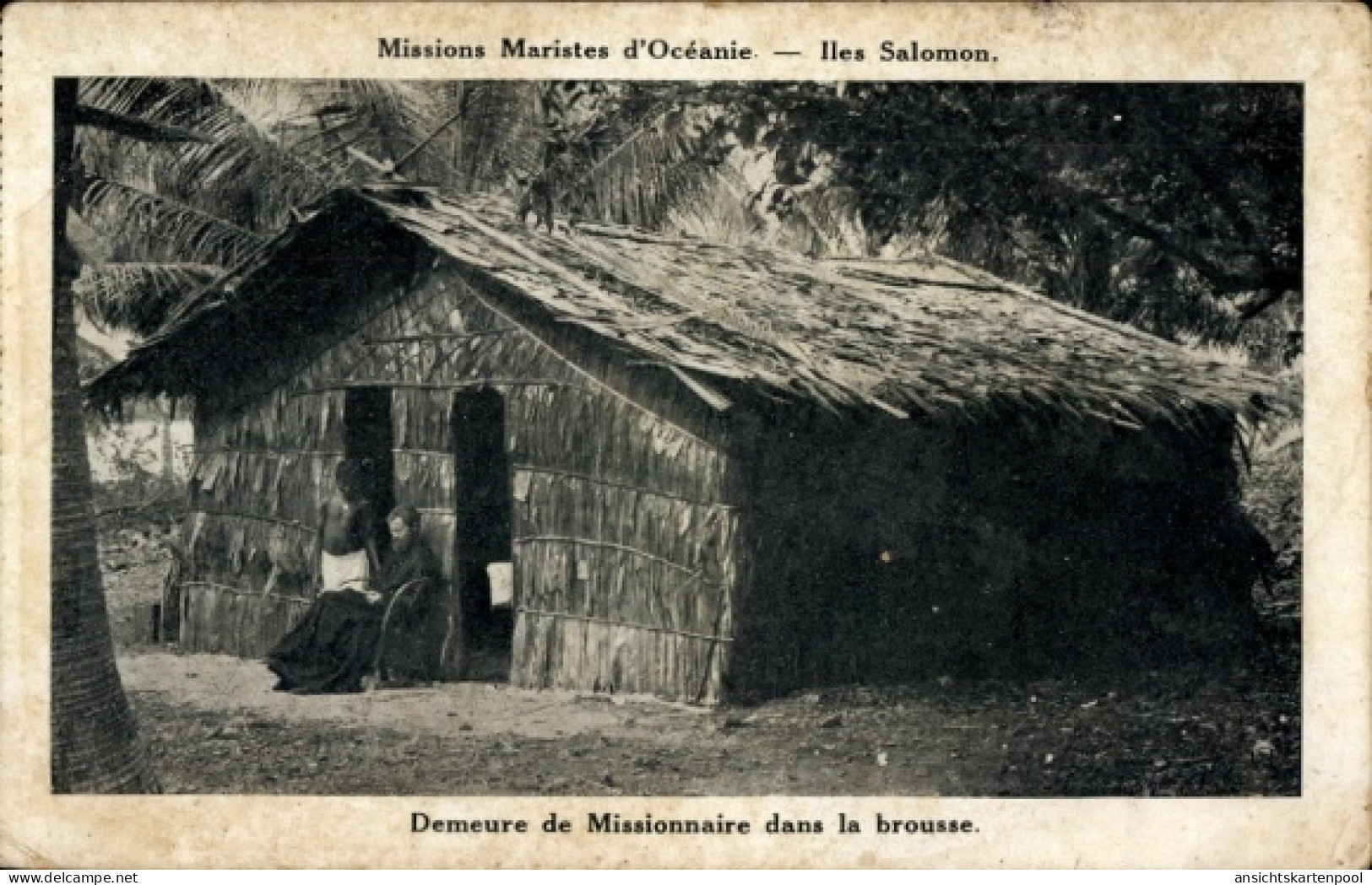 CPA Salomoninseln Ozeanien, Demeure de Missionaire dans la brousse