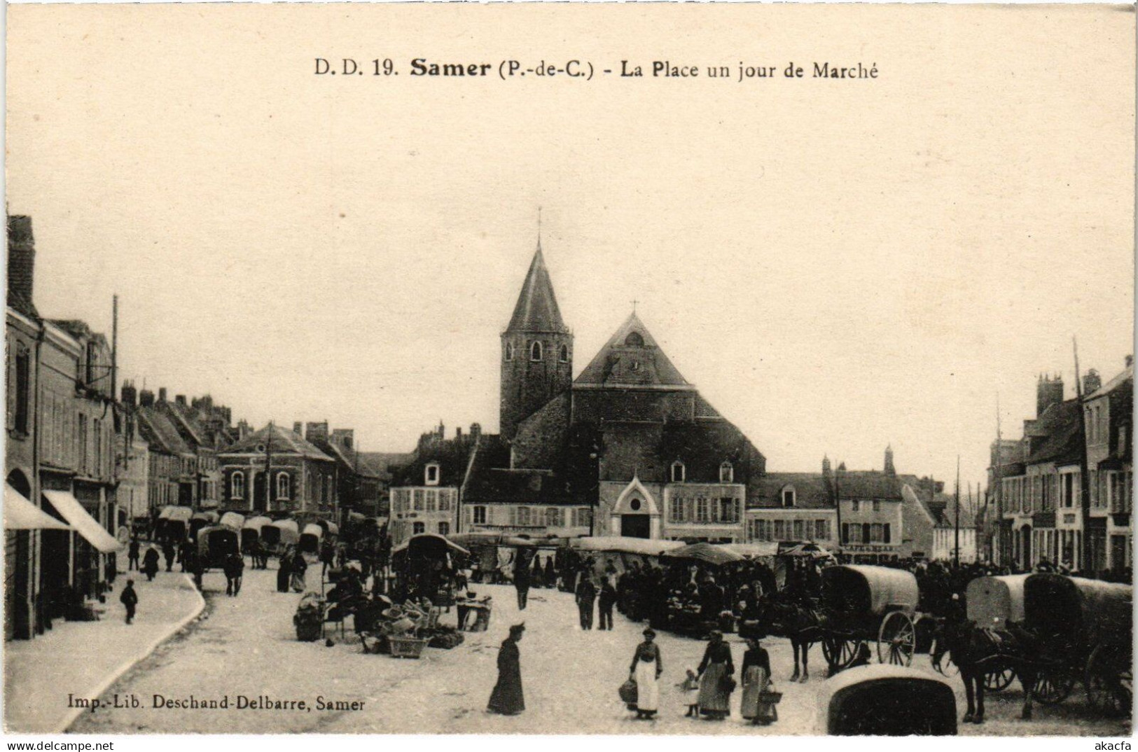 CPA Samer La Place un jour de Marché (1275632)