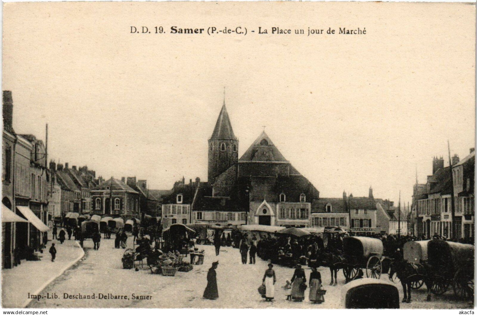 CPA Samer La Place un jour de Marché (1275634)