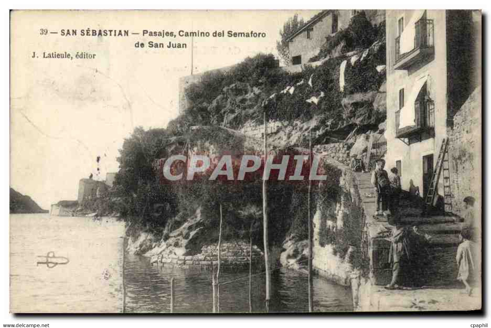 CPA San Sebastian Pasajes Camino del Semaforo de San Juan Enfants