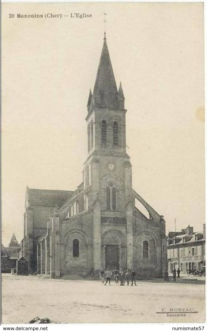 CPA SANCOINS - L'Eglise - Animée - E. Moreau n°20 , Sancoins