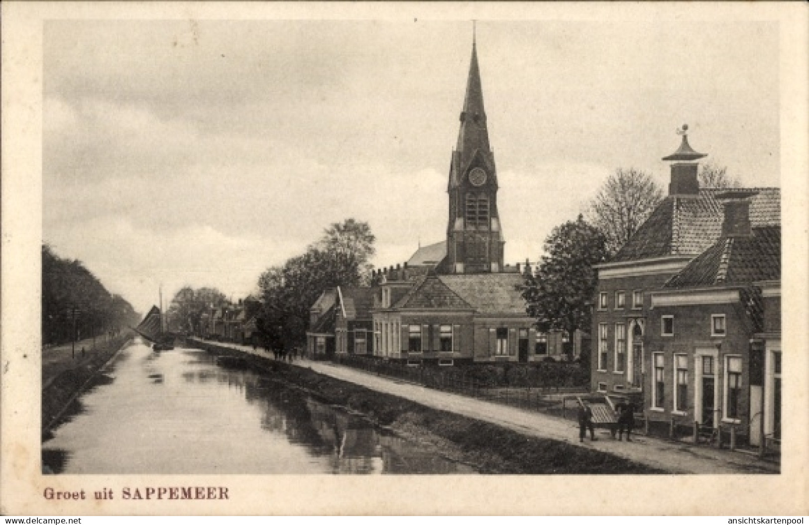 CPA Sappemeer Groningen Niederlande, Kanal, Kirche