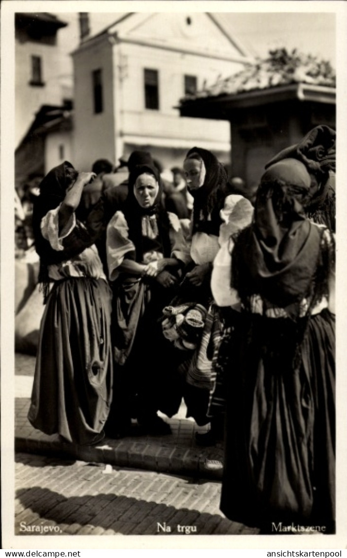 CPA Sarajevo Bosnien Herzegowina, Na trgu, Marktszene, Trachten