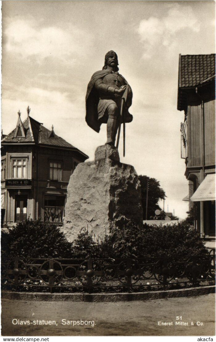 CPA Sarpsborg Olavs statuen NORWAY (1364456)
