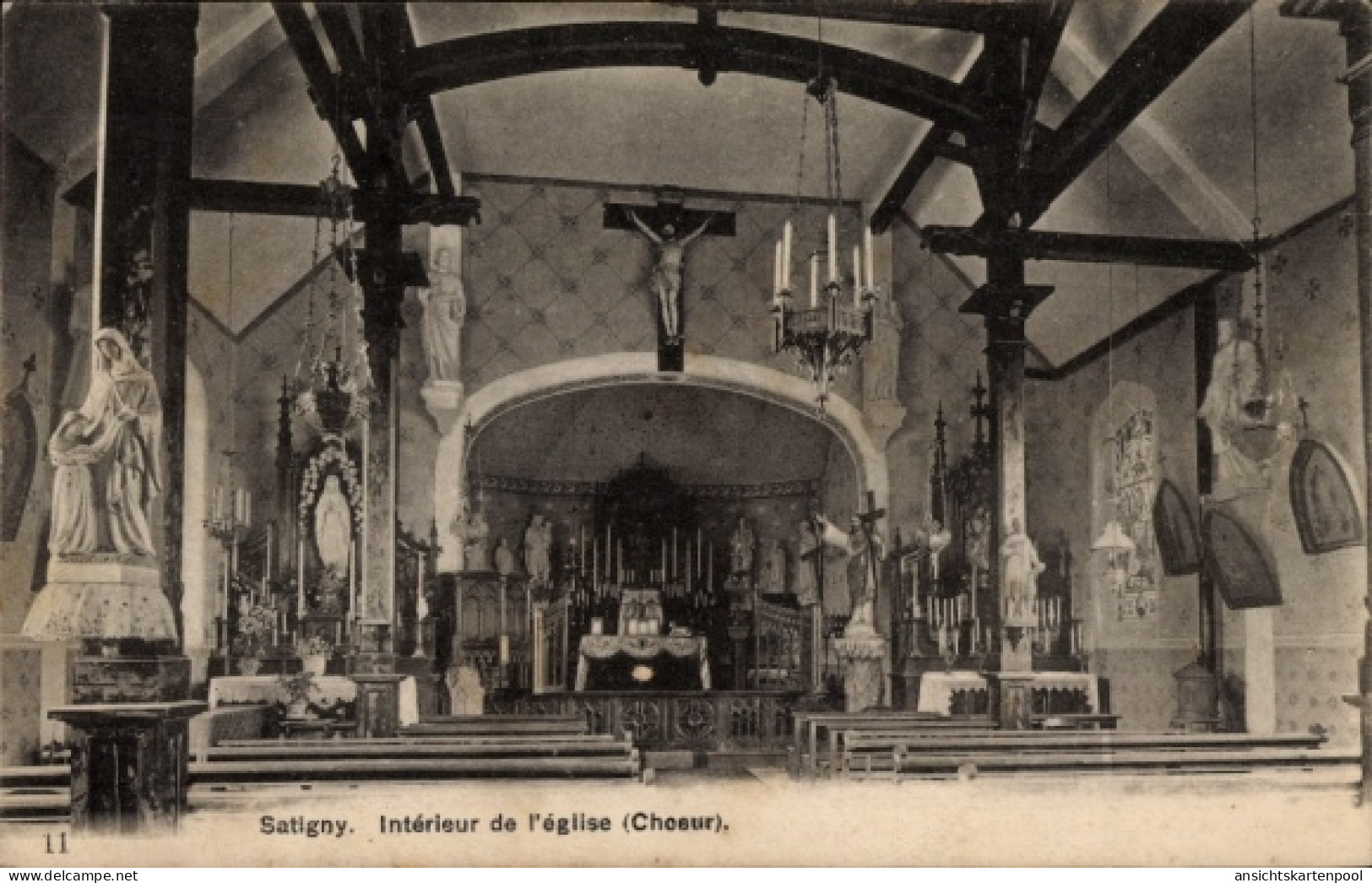 CPA Satigny Kanton Genf, Kirche, Chor