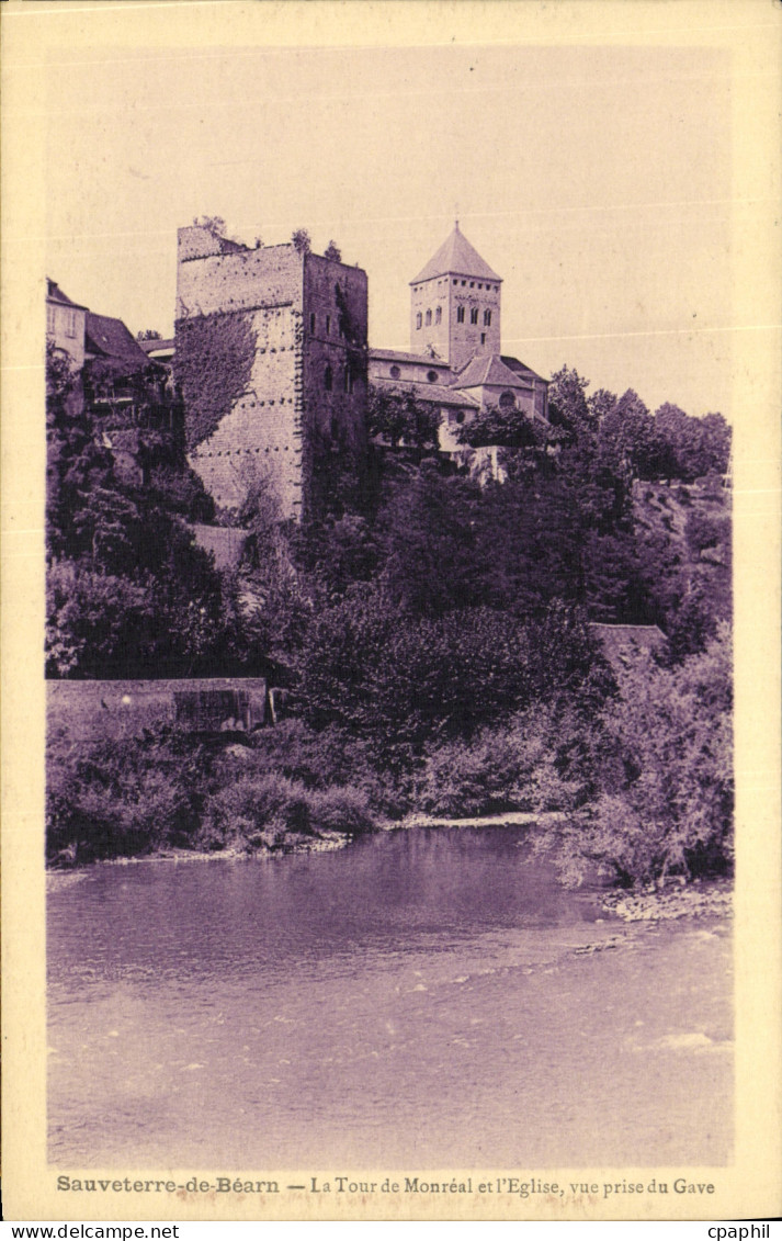 CPA Sauveterre De Bearn La Tour de Monreal Et L Eglise vue prise du GAve