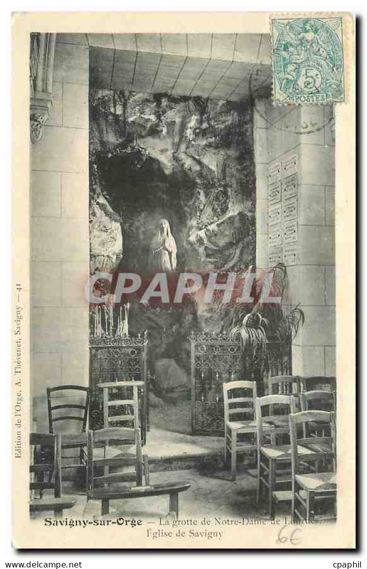 CPA Savigny sur Orge La Grotte de Notre Dame Eglise de Savigny