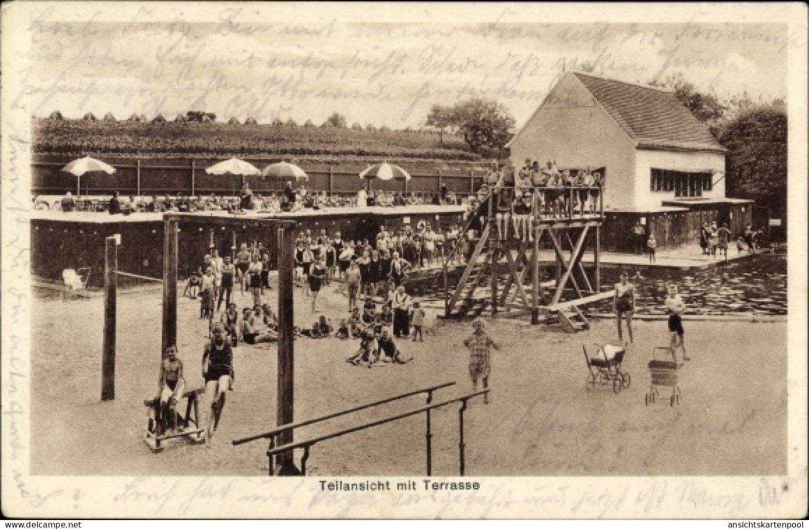 CPA Schelkau Teuchern im Burgenlandkreis, Erholungsstätte Bad Schelkau, Teilansicht, Terrasse