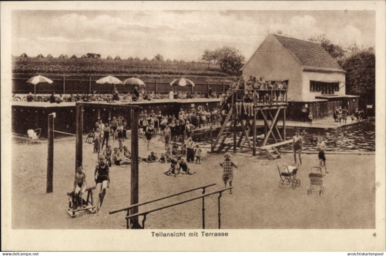 CPA Schelkau Teuchern im Burgenlandkreis, Erholungsstätte Bad Schelkau, Terrasse