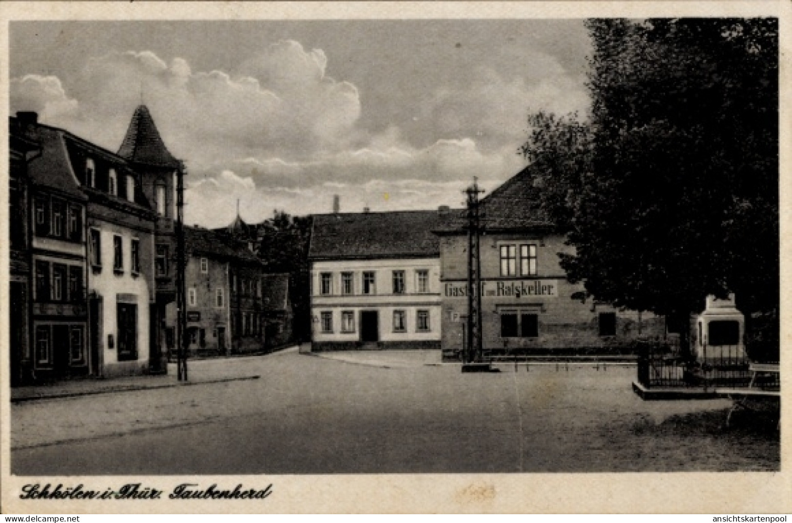 CPA Schkölen in Thüringen, Taubenherd, Gasthof zum Ratskeller