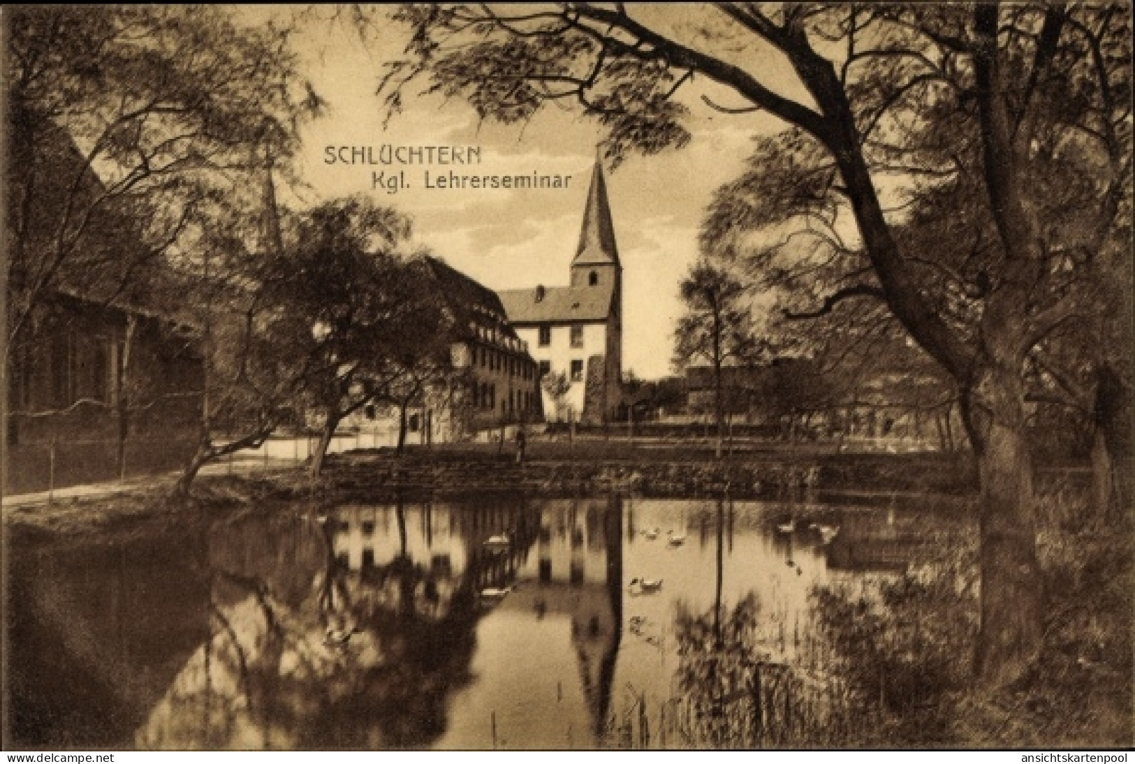 CPA Schlüchtern im Main Kinzig Kreis, Blick zum Königlichen Lehrerseminar, Gewässer
