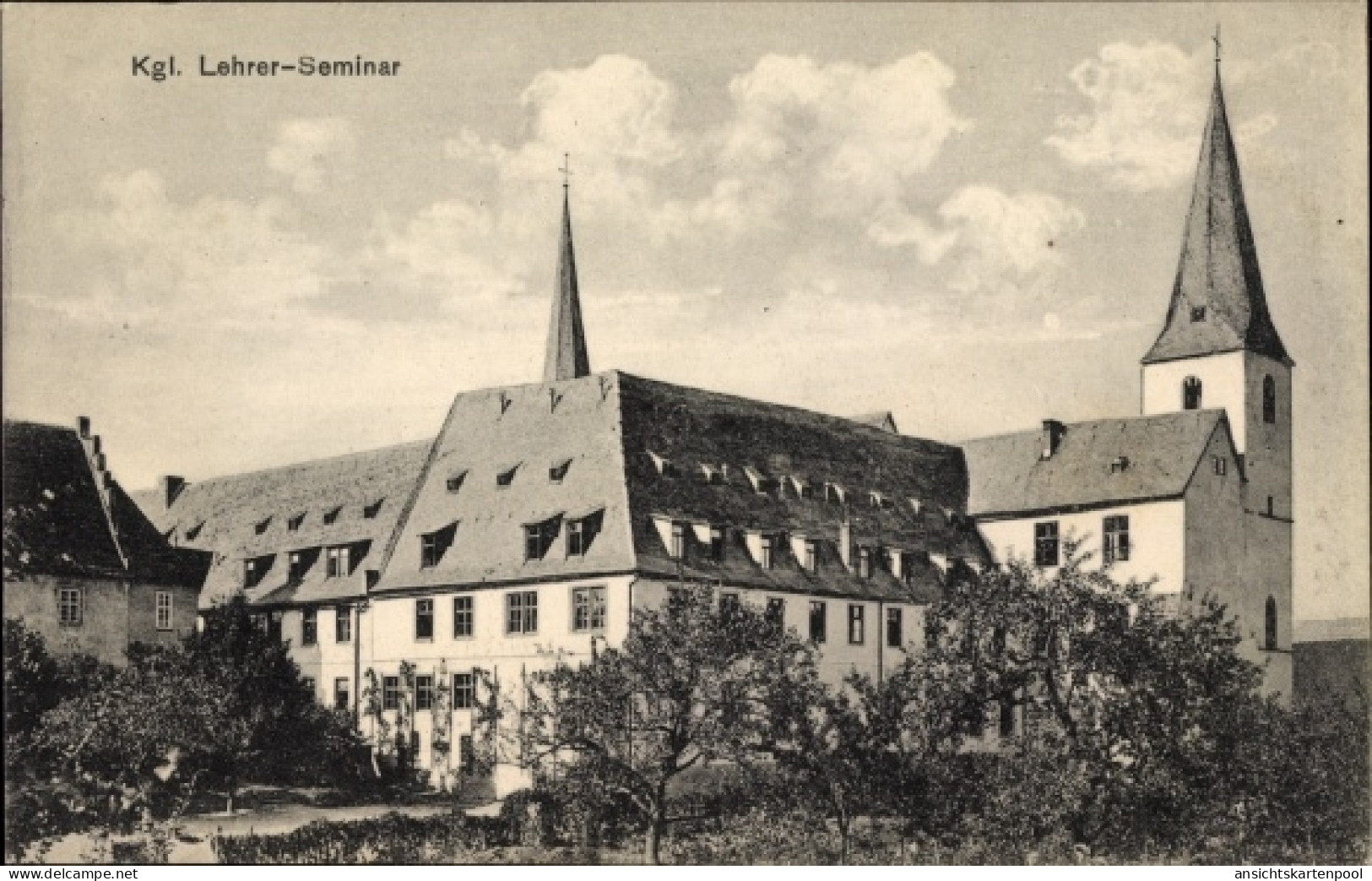 CPA Schlüchtern im Main Kinzig Kreis, Kgl. Lehrerseminar mit Kirche