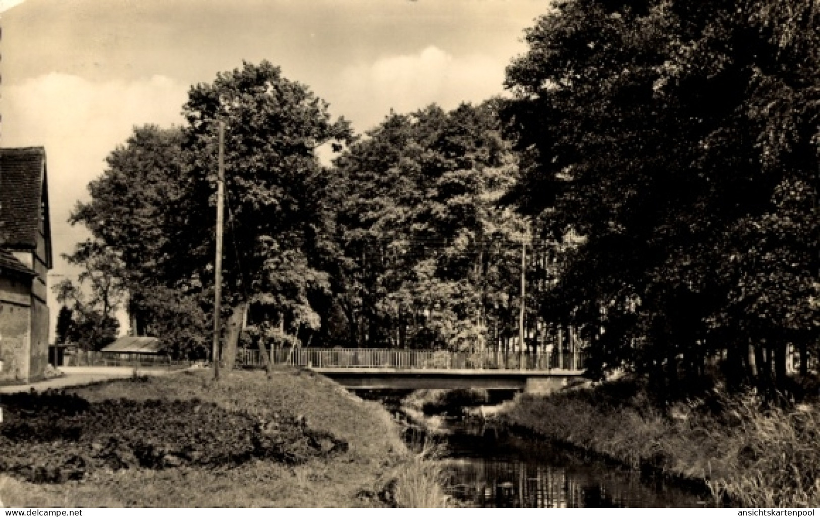CPA Schönewalde in Brandenburg, Partie am Kolk, Blick auf Brücke